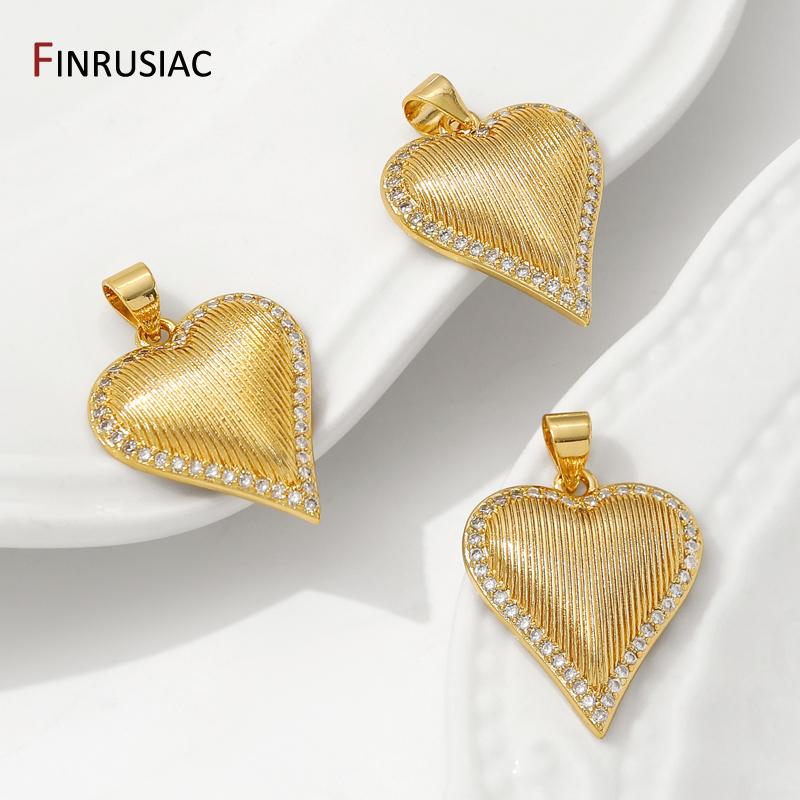 14K Gold Plated Brass Zircon Heart Charms Pendants For Jewelry Making,Charm For Jewelry,DIY Necklace Bracelets Accessories