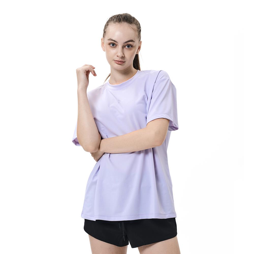 Peullou Oversized Short Sleeve Rash Guard Running Suit Training Suit Violet