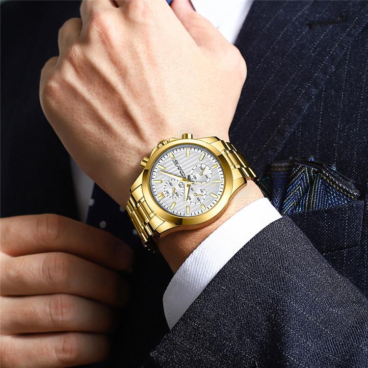 CRRJU New Watch 2310 Men's Watch Solid Stainless Steel with Simple Business Watch Atmosphere