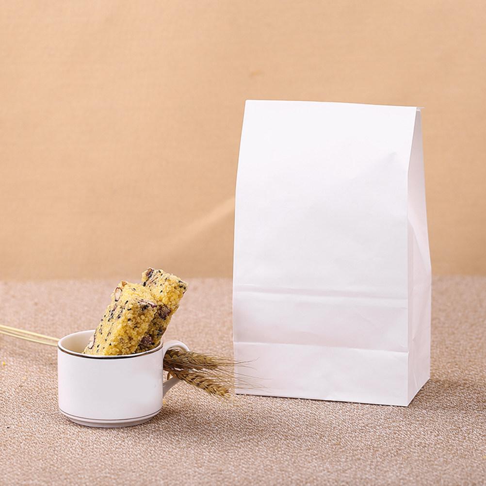 50Pcs Eco Friendly Kraft Paper Bags Square Bottom Grease Resistant Waterproof for Party Favors Small Gifts Baked Goods Snacks