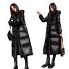 Glossy Black Down Padded Jacket, Long Over-the-knee Thick Loose Padded Jacket, Padded Jacket, Women