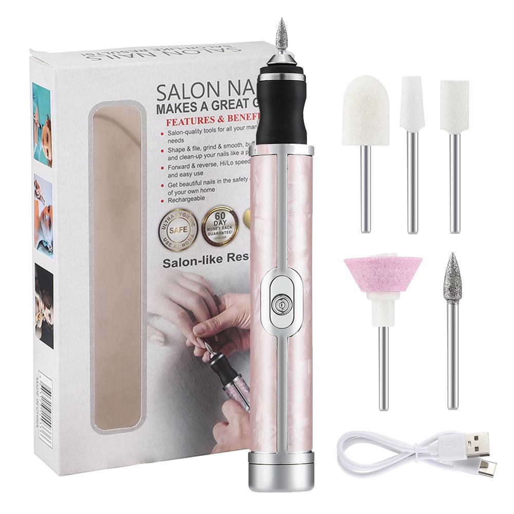 

20000 об/мин профессиональная электрическая дрель для ногтей ручка из нержавеющей стали электрическая маникюрная дрель и аксессуары инструмент для дизайна ногтей розовый