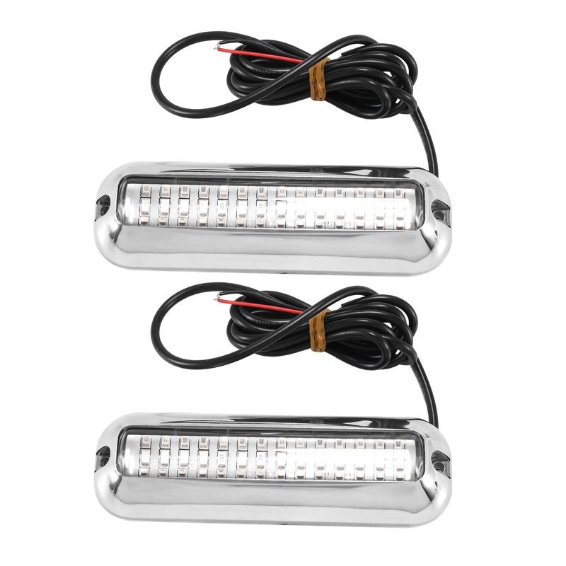 NEW-2Pcs 42LED Boat Drain Light Boat Transom Light Blue Underwater Pontoon Marine Light