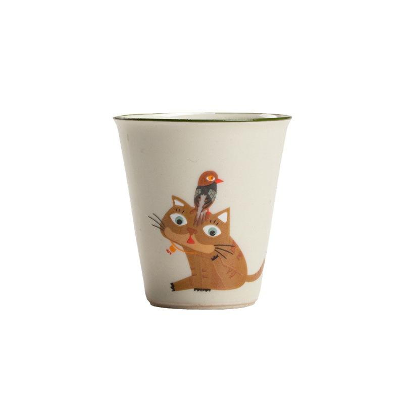 45ML Ceramic Mini Espresso Cups Cartoon Cute Cat Espresso Mugs Porcelain Coffee Mugs Demitasse Cups Tea Cups Handmade