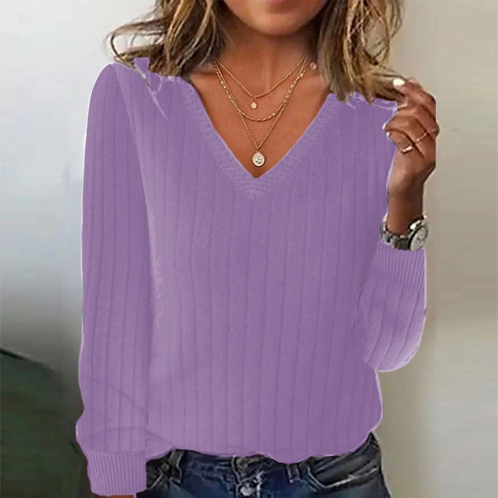 Women Fashion Pullover Sweater R-Neck Long Sleeve Shirts Blouse Knit Casual Cozy Clouds Top