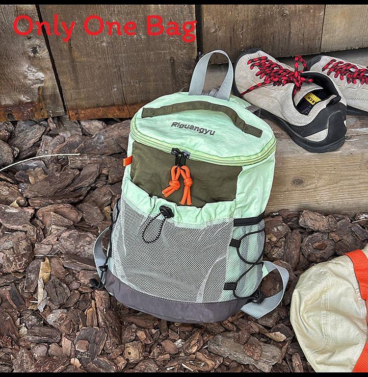 Mountain Range Nylon Drawstring Backpack For Casual Travel And Hiking