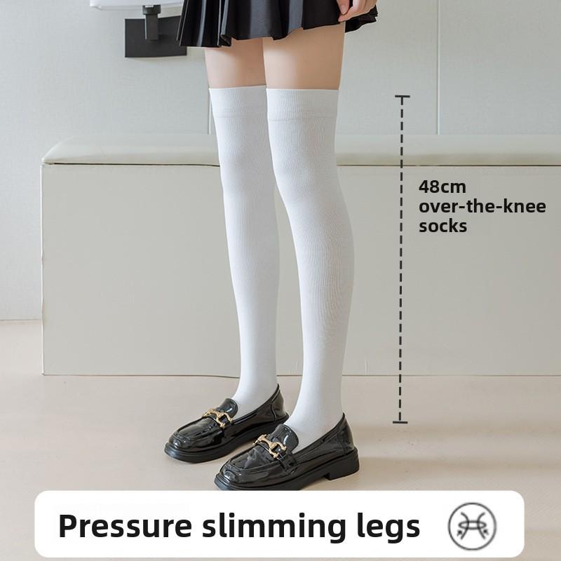 Pressure Long Leggings for Women - Strong Leg Slimming and Over-Knee Compression Stockings - Winter Autumn Women's Black Cotton Stockings