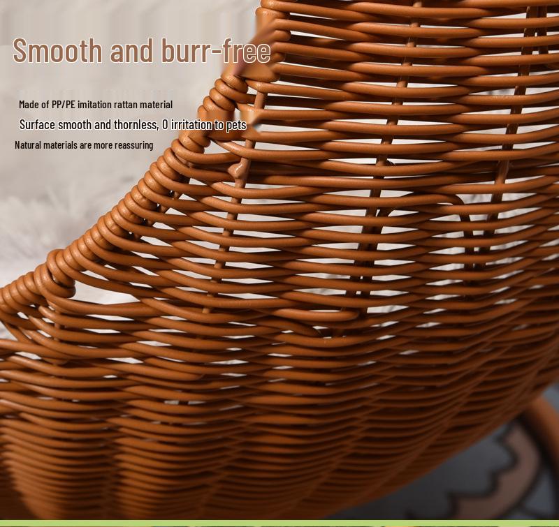 Rattan Cat Villa: Washable, Year-Round Cat House & Dog Bed