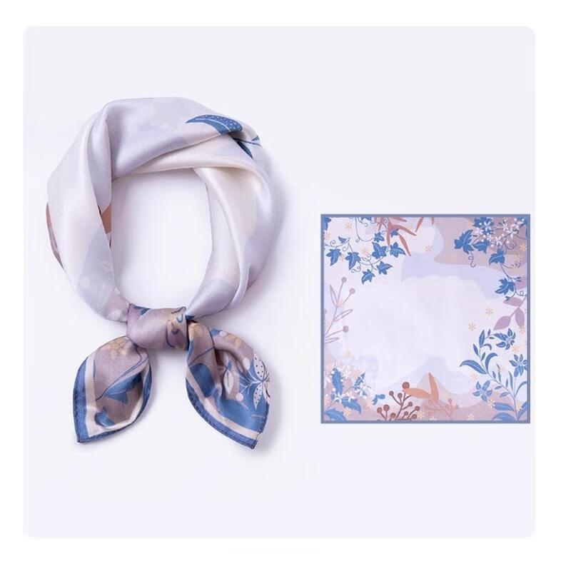 HANDUNYOU Mulberry Silk Small Square Scarf