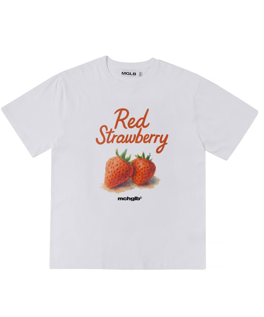Match Glove Red Strawberry Oversized Tee (White) Dark Gray/Free