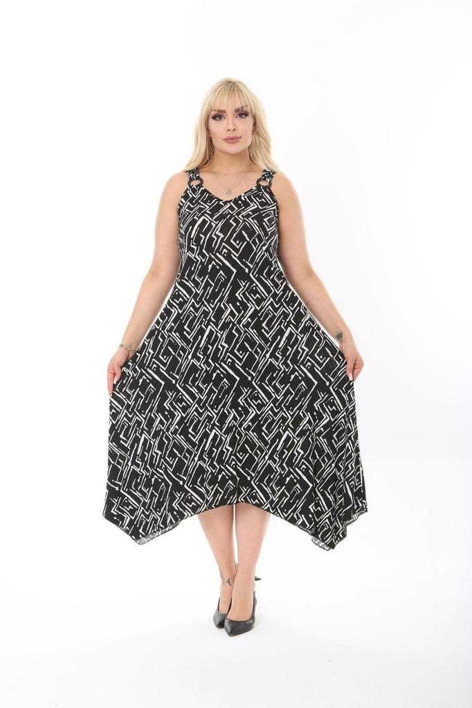 Damen Große Größe Kleid Sommer Träger Baumwolle Asymmetrischer Schnitt Übergröße Kleid