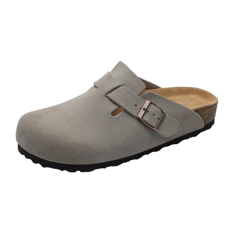 

Pure Original Birkenstock 2025 Retro Closed-Toe Leather Half-Slippers: Unisex Casual for Summer & Fishing 35