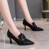 2025 New  Fashion Women High Heel Shoes Girl Black Casual Shoes Temperament Vintage Shoes Party Dress  Ladies Pumps