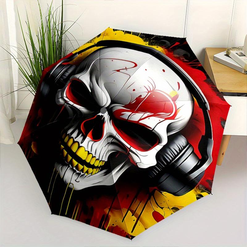 1pc Headphones of Death Automatic Opening and Closing Folding - A Good Choice for Gifts, Fashionable and Convenient Umbrella With Cute Cartoon Ch