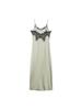 Spring 2026 European & American Lace Trim Camisole Maxi Dress with Sexy Slit