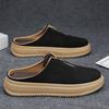 Men Suede Backless Mules Zip Front Thick Chunky Platform Slip On Casual Walking Loafers