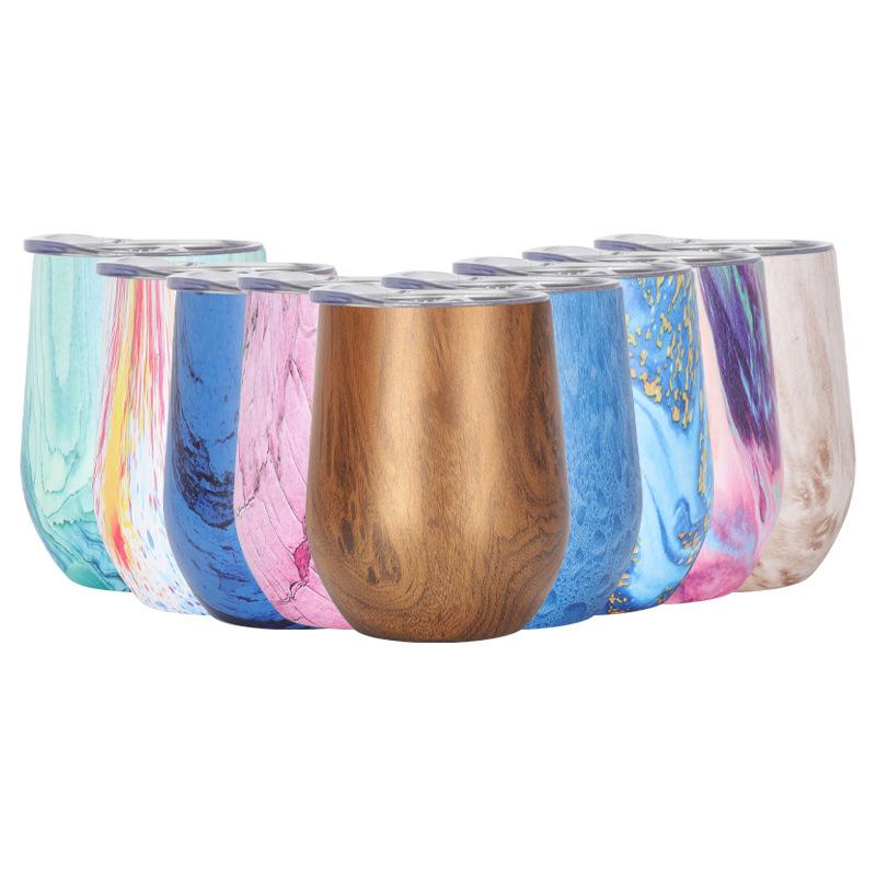 12OZ Egg Shaped Cup Stainless Steel Thermos Coffee Cup Tumbler Vacuum Flask Water Bottle Car Travel Mug Thermal Thermoses Custom