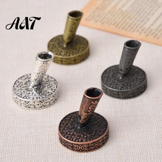 Vintage Desk Organizer Round Pen Holder, Durable Metal Exquisite Carved Desktop Ornament, Office Stationery Holder Dip Pens And Quill Supply,