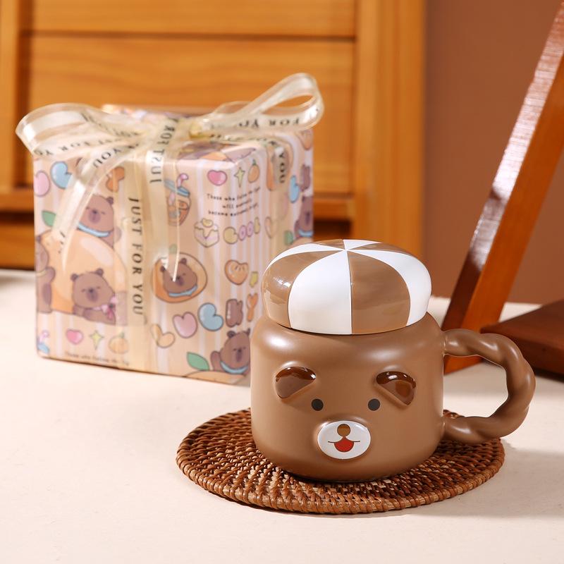 Cartoon Ceramic Mug Cute Animal Water Cup Girl Public Office High Looking Birthday Gift