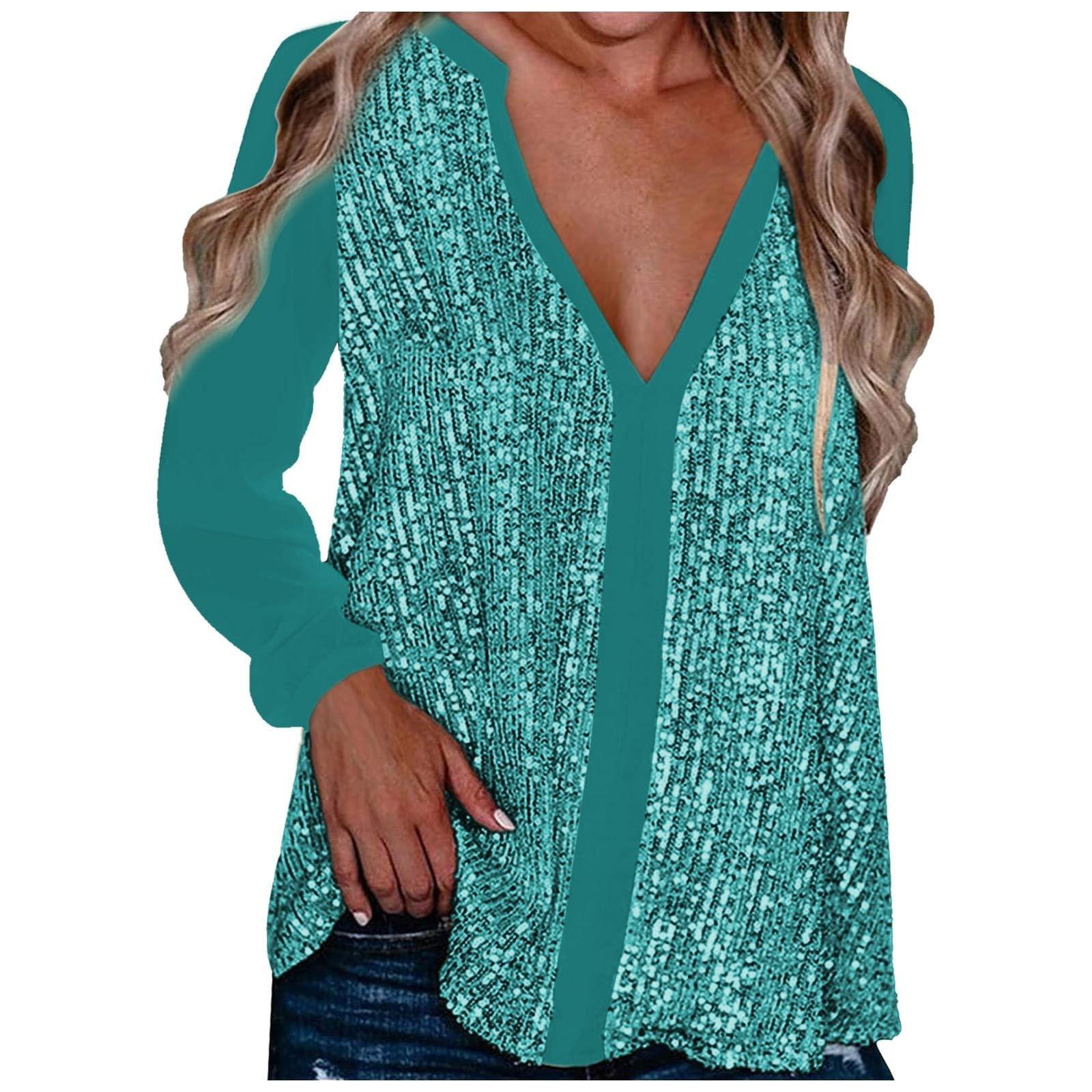 

Женская мода однотонная свободная рубашка с V-образным вырезом и длинными рукавами, элегантная повседневная рубашка XXXL