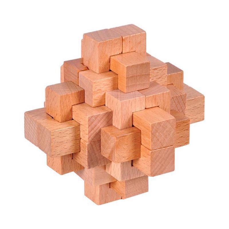 Beechwood Kongming Lock & Luban Puzzle Set for Kids - Wooden Mortise and Tenon Toy