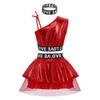 Girls 3 Piece Hip Hop Jazz Dance Costume One Shoulder Sleeveless Sequin Vest Metallic Tutu Skirt Letter Printed Hairband Set