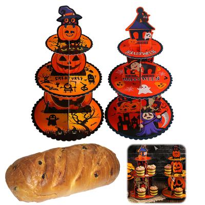 Halloween 3 Tier Cupcake Stand Decoration Cupcake Holder Cardboard Cupcake Serving Tray for Fall Halloween Theme Party Supplies