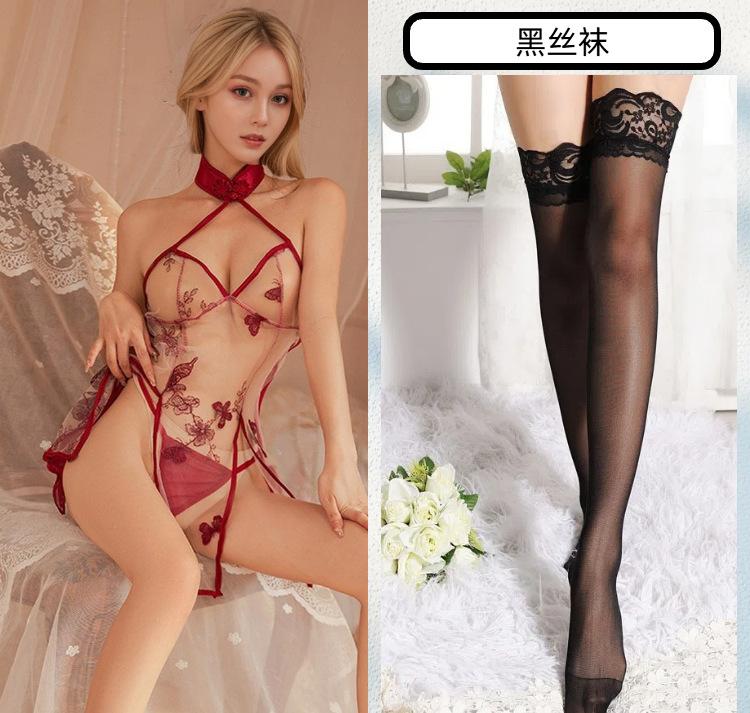 Sexy lingerie classical embroidery elegant cheongsam suit sexy hot passion perspective uniform seduction bed flirting