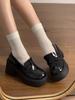 Retro British Style Black Summer 2025 New Thick Heel High Heel French Loafers Heightened Platform Small Leather Shoes Women
