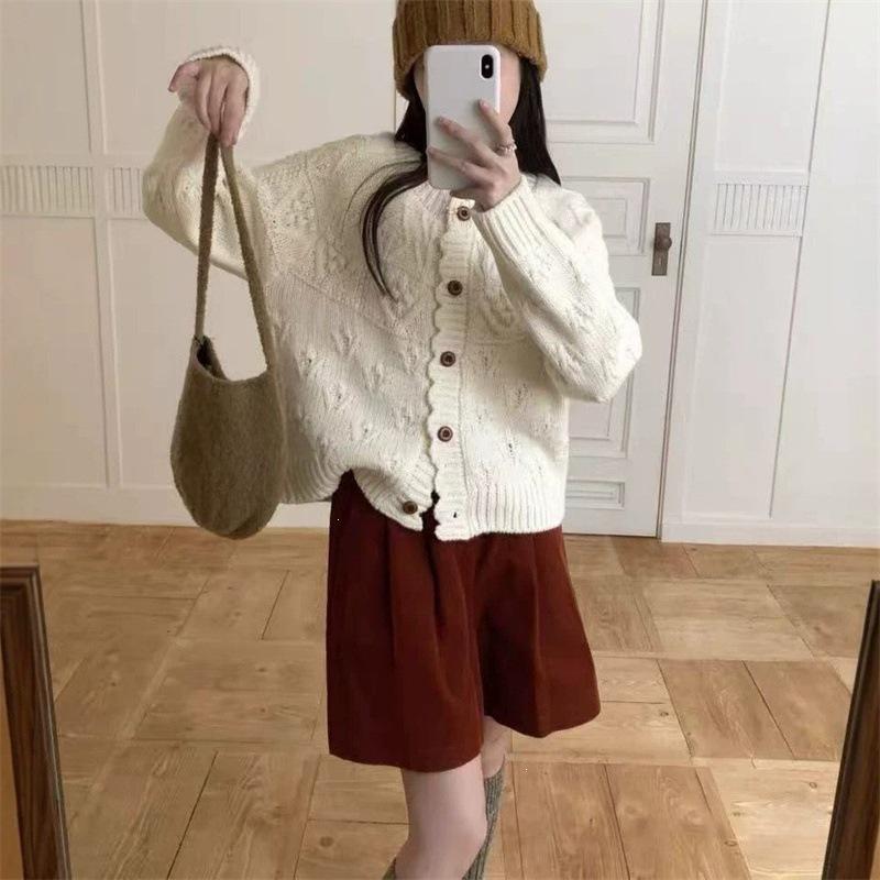 Korean Style Round Neck Knit Cardigan: Women's Autumn/Winter Soft Fluffy Sweater – Age-Reducing, Gentle Temperament Top