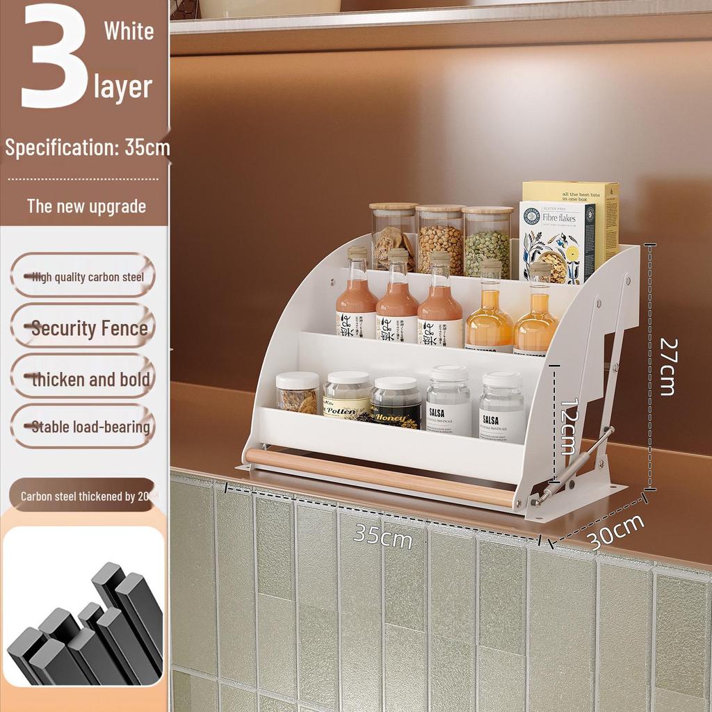 Non-Drill Kitchen Cabinet Pull-Down Spice Rack