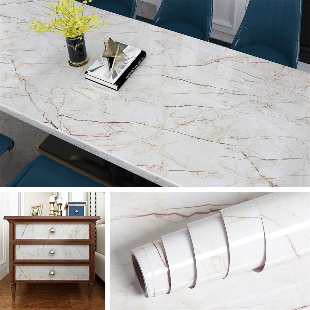 Marble Vinyl Film Self Adhesive Wallpaper for Bathroom Kitchen Cupboard Countertops Contact Paper PVC Waterproof Wall Stickers