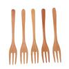 5PCS Wooden Forks Set 7.5 Inch 3 Prong Reusable Japanese Salad Dinner Forks Wood Flatware for Eating Stirring