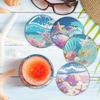 8 Pieces/set of Underwater World Animal Diamond Painted Coaster Set with Bracket DIY Coaster for Beginners and Adults, Gift of Art and Crafts Supplies