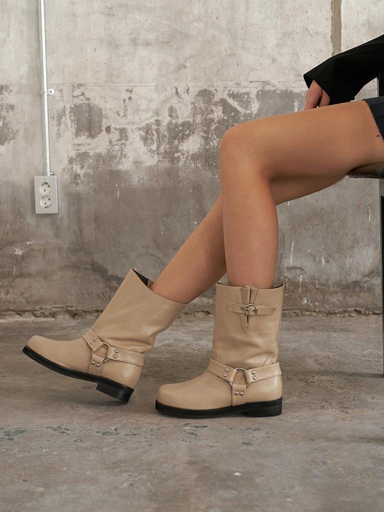 Blanc Sur Blanc Noah Biker Boots Beige