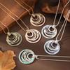 Enamel Color Ring Hollow Geometric Line Pendant, Women's High-end Necklace