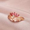 Neu im Ring für Damen Mode Rosa Natur Zirkon Roségold Farbe Hohlblume Ethnisch Braut Vintage Schmuck