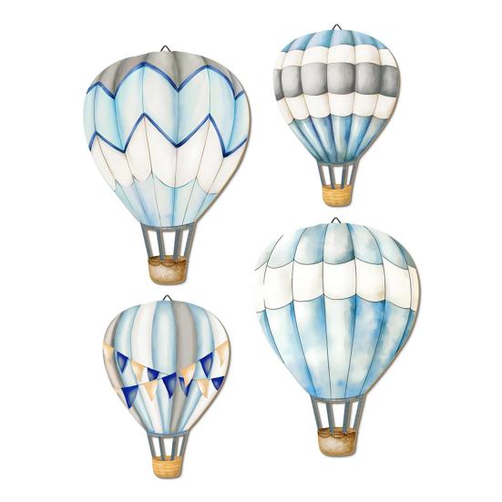 

4Pcs/Set Hot Air Balloon Wall Decoration Farmhouse Rustic Wooden Balloon Wall Art Home Office Living Room Kids Room Wall Hanging Ornament A