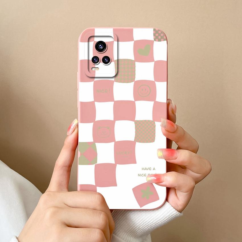 

Чехол для Vivo V20 S19 Y75 S16 V17 Y77 Простые зеленые клетчатые узоры Силиконовый чехол для телефона Высококачественная противоскользящая защита для корпуса мобильного телефона Vivo Vivo Y97