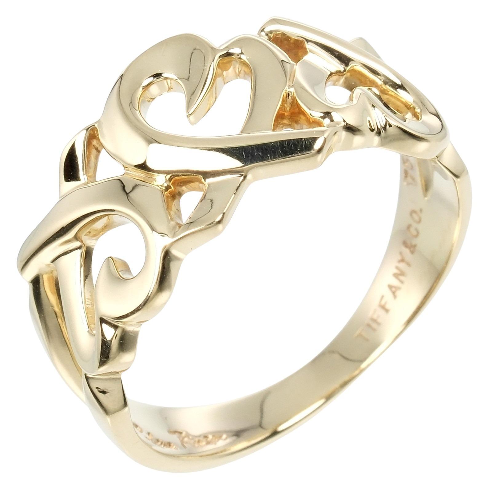 

TIFFANY&Co. Кільце з потрійним серцем, що треться, K18 жовте золото #4.5(Розмір США) 3.6г Жіночий Вживаний