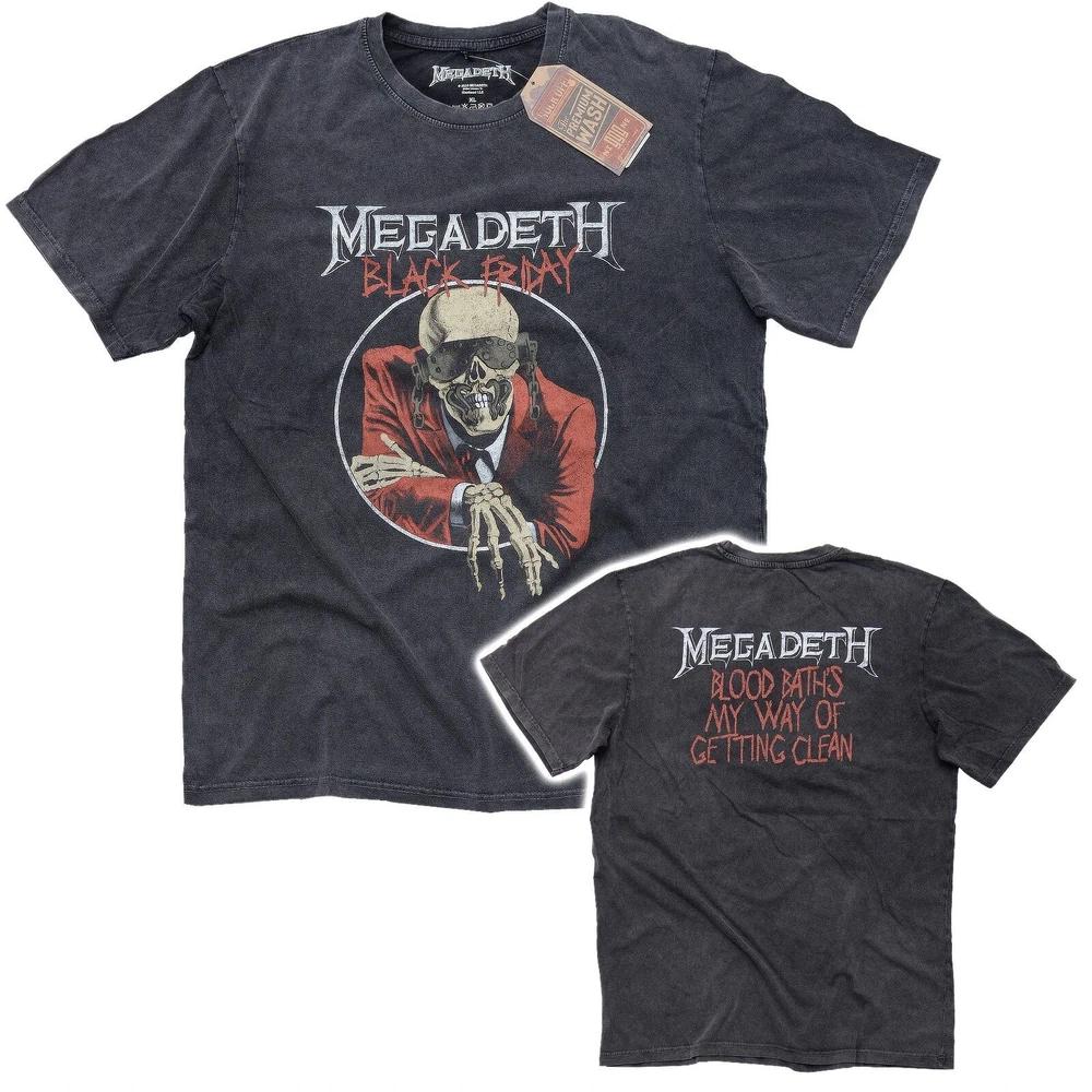 Official Megadeth T Shirt Black Friday Grey Premium Stonewash Tee New M