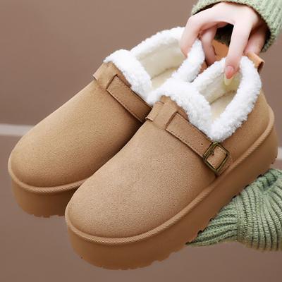 Nouvelles Chaussures d'Hiver en Coton pour Femmes avec Bottes en Coton Pelucheux et Épais, Bottes de Neige Polyvalentes à Semelles Épaisses pour Femmes
