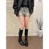 North Island Daughter! Korean Version Three-wear Pointed Inner Height-increasing Stacking Boots Pleated Flat Boots