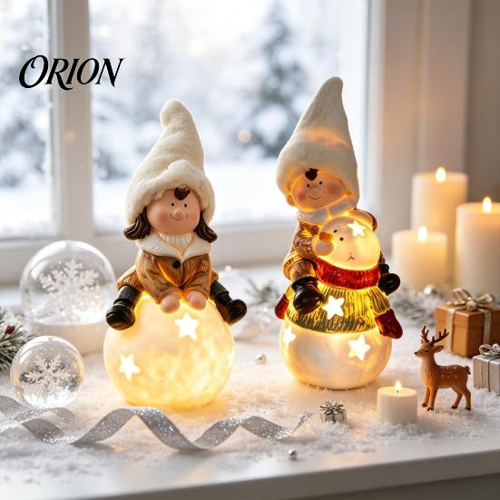 Unique Holiday Gift Ideas Christmas Luminous Ornament, Durable Resin with Warm LED Light Design, Whimsical Home Accents Add Festive Atmosphere