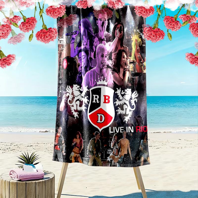 RBD Band Print Beach Towel, Large Soft Quick Dry Towel for Beach Camping Swimming