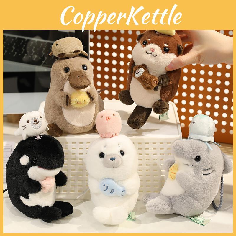 Themed Animal Marine Plush Toy Otter Seal Whale Shark Keychain Pendant Gift