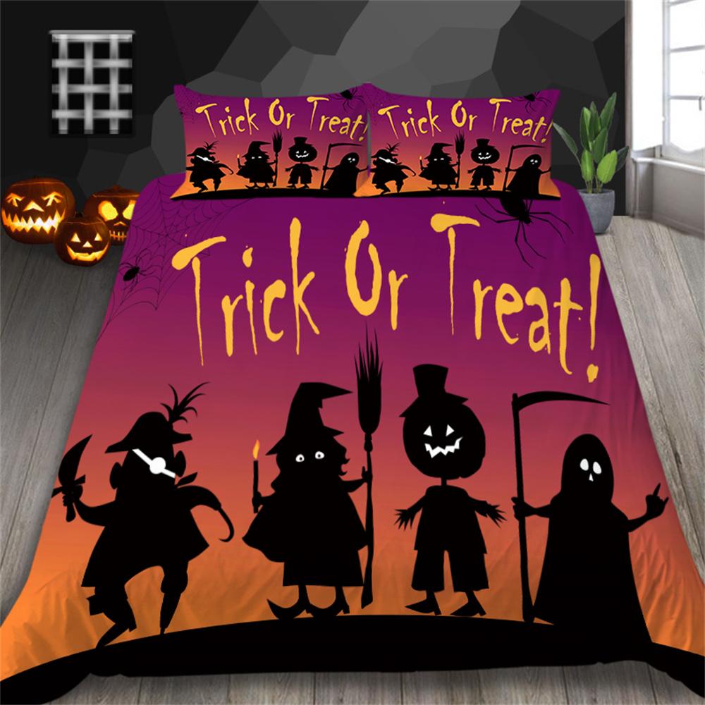 Halloween Duvet Cover Set 3D Printed Chilren Adults Home Bedclothes with Pillowcase Queen Size Bedding Soft Bed Set