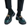 Zapatos de Cuero Gruesos para Aumentar la Altura Moda Cuatro Estaciones Talla Grande para Hombre Zapatos Perezosos de Color Contrastante Mocasines Juveniles para Exteriores