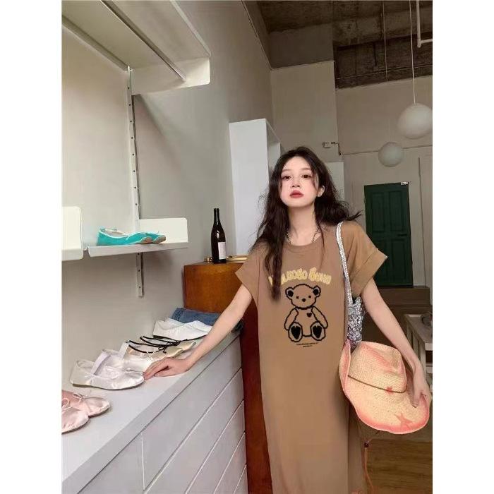Summer's New Loose and Laid-back Style, Petite and Lazy People's Casual Mid-length T-shirt Straight Dress