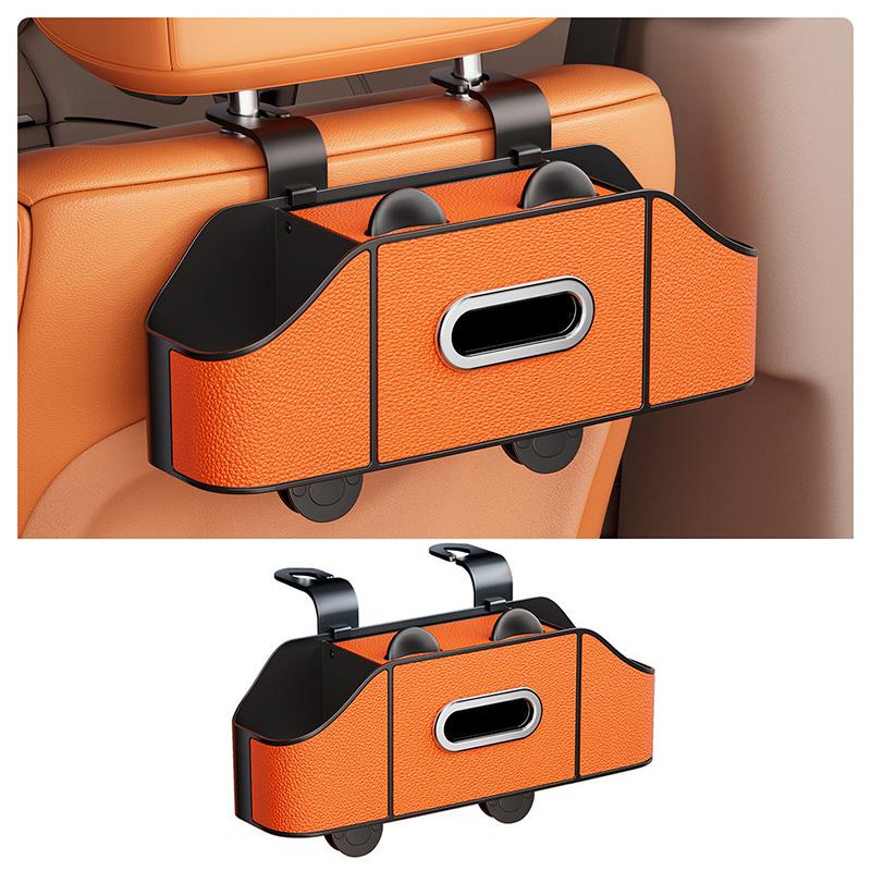 Multifunctional Car Back Seat Storage Organizer Scratch-Resistant Tissue Box With 2 Cup Holders Universal Stowing Space Tidying